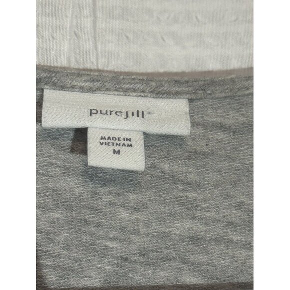 Pure J Jill Women's Relaxed Short Sleeve Pullover V Neck Tee Heather Grey - Picture 4 of 7